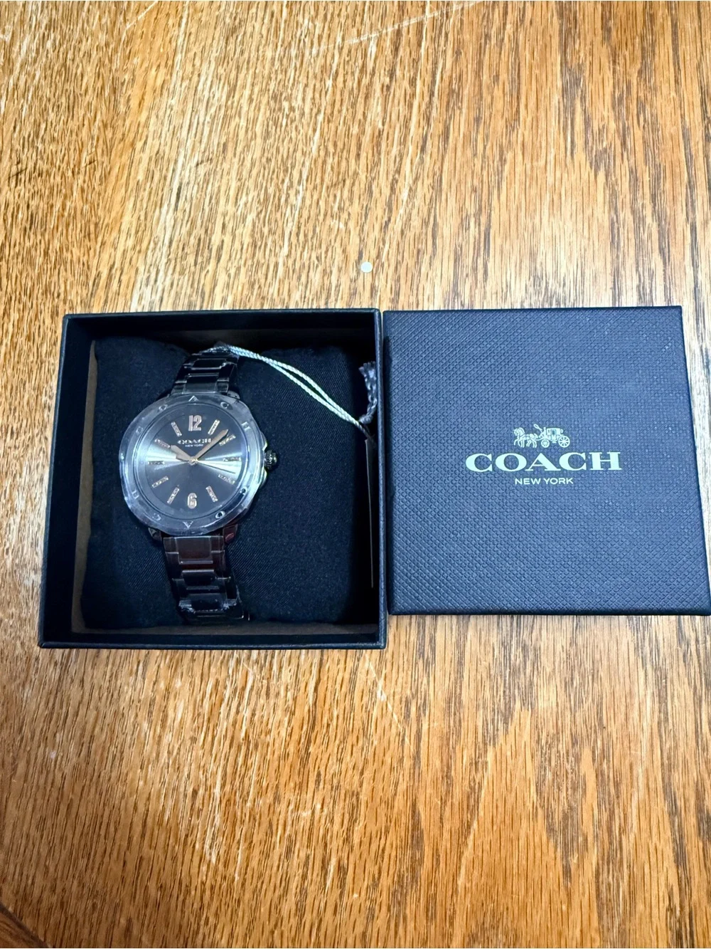 Coach Women’s Silver Bracelet Watch with Gray Dial and Gold Accents